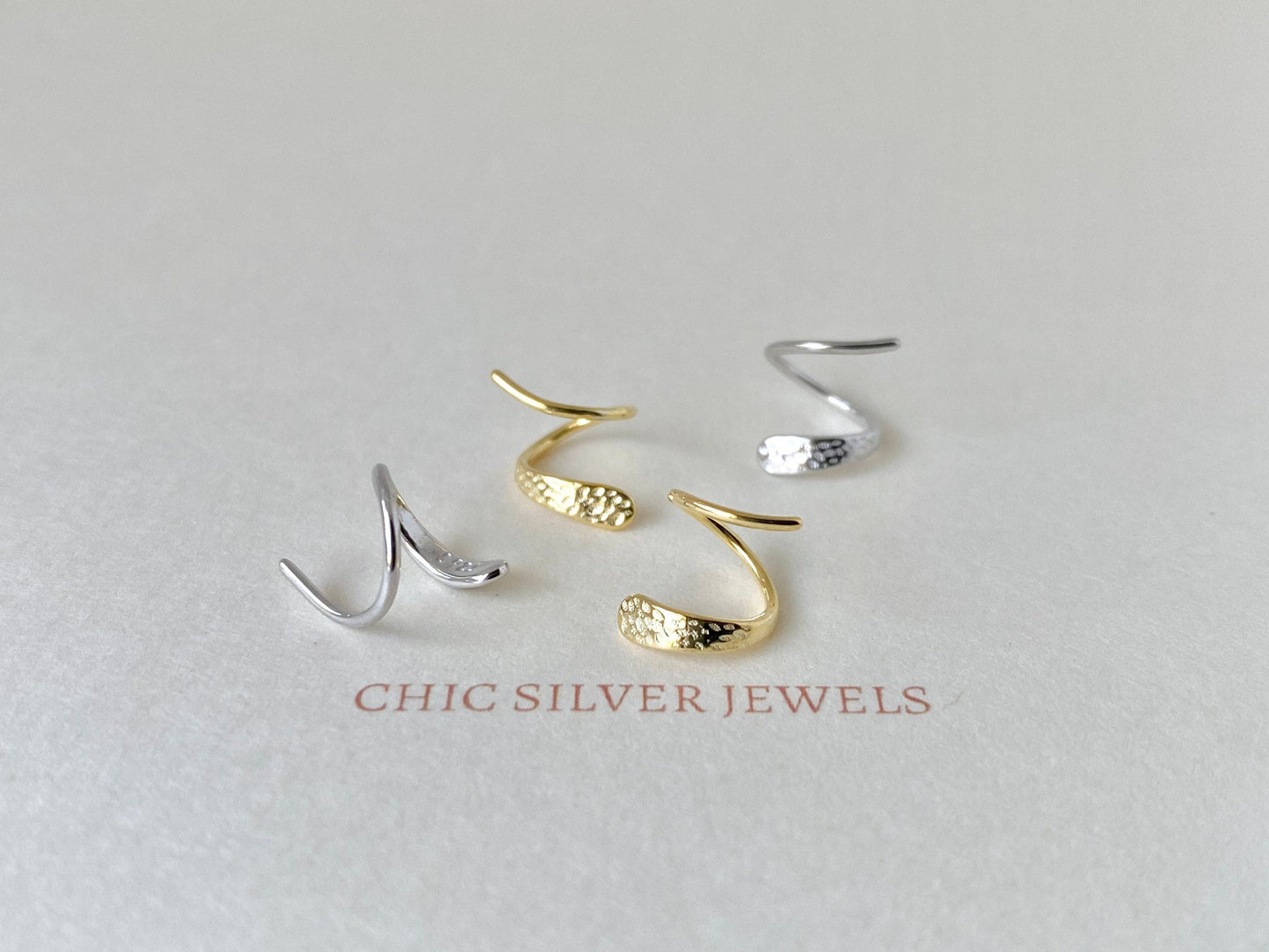 Double Hoop Earrings, Sterling Silver Earrings, Only 1 Piercing Needed, Fake Double Piercing, Faux Piercing