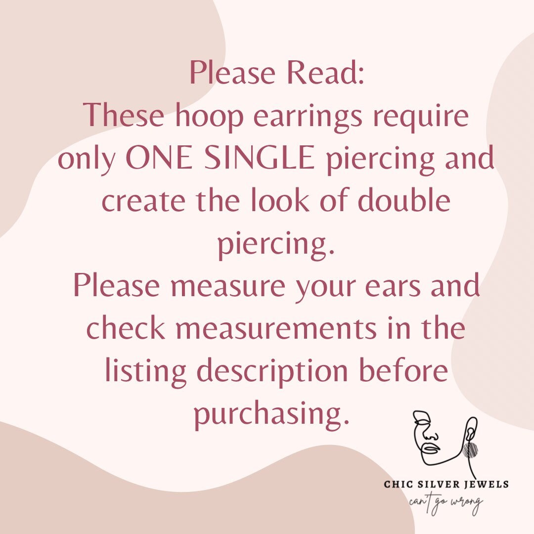 CZ Double Hoop Earrings, Sterling Silver Earrings, Only 1 Piercing Needed, Fake Double Piercing, Faux Piercing